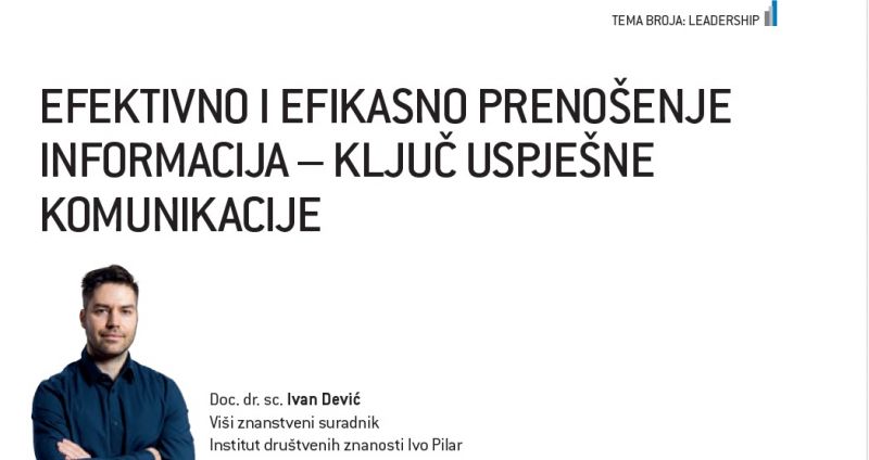 EFEKTIVNO I EFIKASNO PRENOŠENJE INFORMACIJA – KLJUČ USPJEŠNE KOMUNIKACIJE