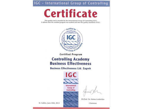 AWARD OF INTERNATIONAL LGC CERTIFICATE
